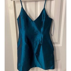 ShowPo Teal Satin Dress